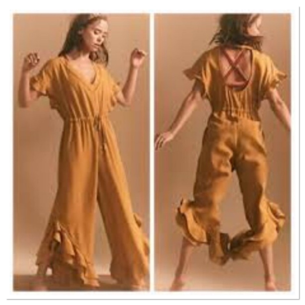 Free People Movement Shelter One Piece Jumpsuit Mustard Size Small